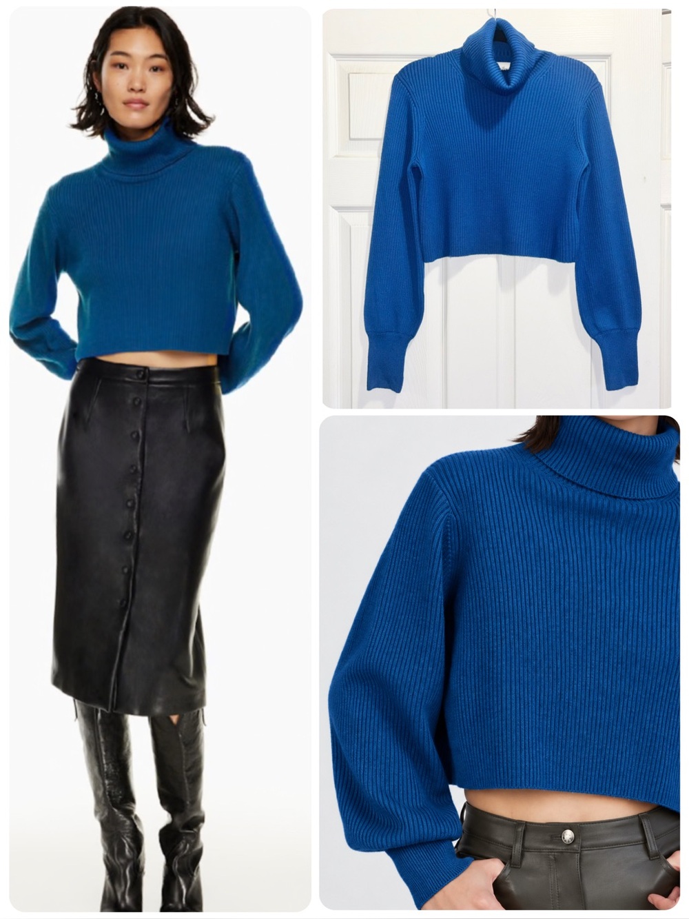 Aritzia Wilfred Rebecca Turtleneck Merino Wool Sweater Ultramarine Blue Size XS
